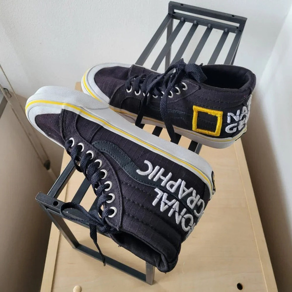 VANS National Geographic Sk8-Hi Reissue Black & Yellow Sneakers (Women Size: 5) - Picture 7 of 13